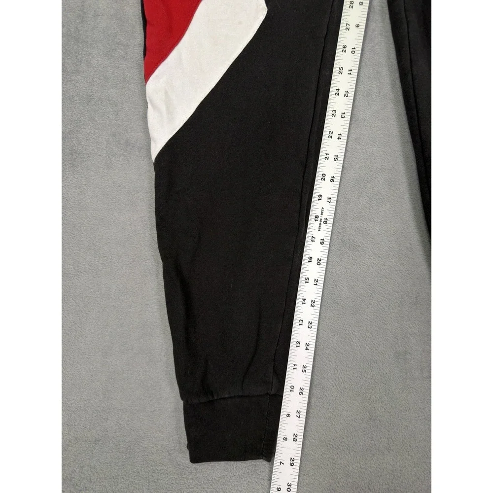 True Religion Jogger Pants Mens Medium Black‎ Red Tapered Fleece Lined Pullon